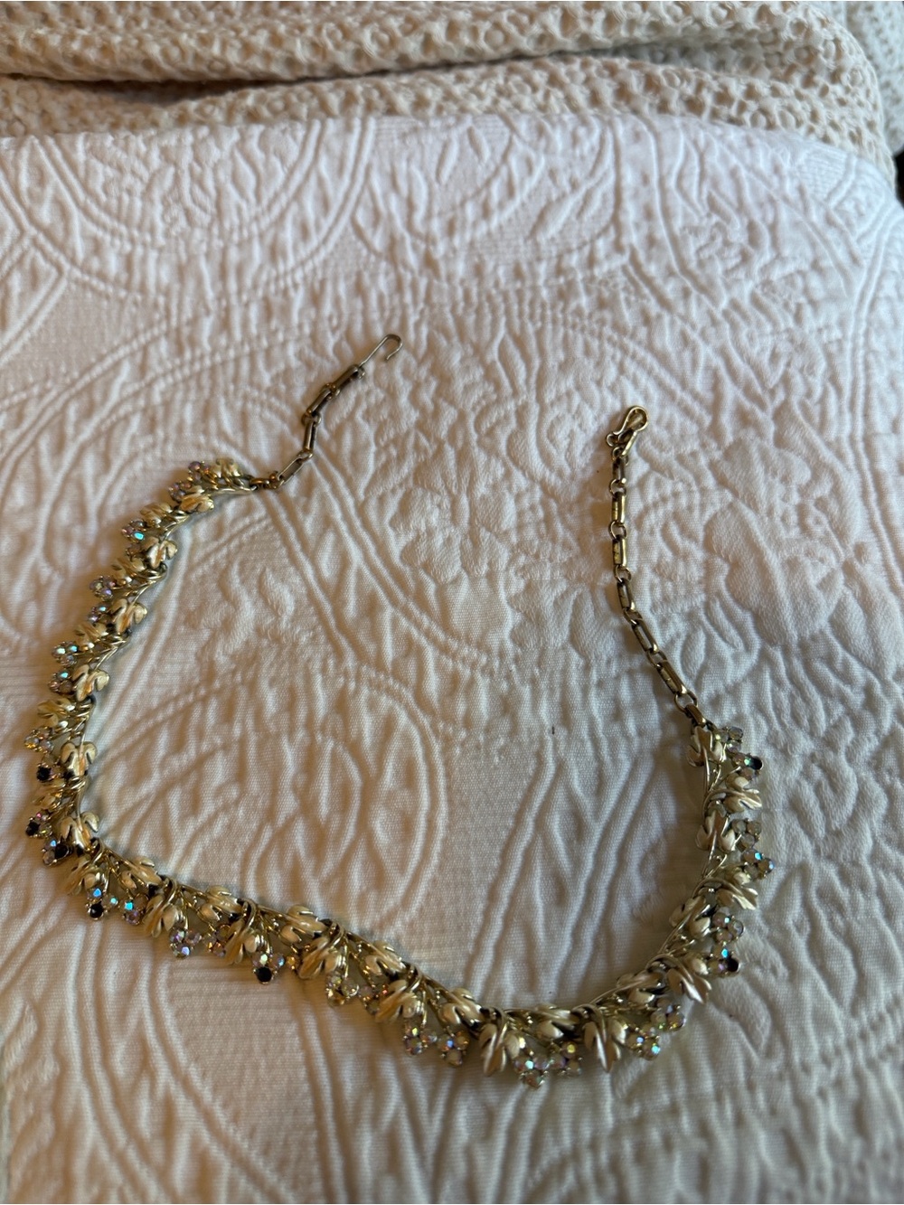 Gold Crystal Floral Statement Necklace